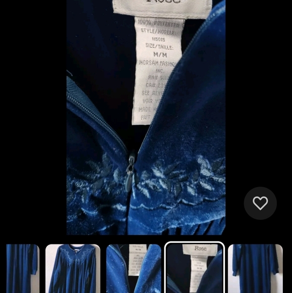 Jasmine Rose  Blue Vintage MUMu House Coat Classy Comfy Modest Robe Sz M - Picture 4 of 5